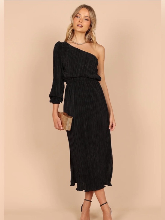 Petal & Pup Dresses & Skirts - Pontee One Shoulder Pleated Midi Dress - Petal and Pup - NWOT